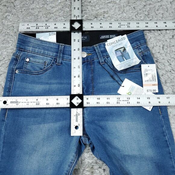 Curve Appeal High Rise Concealed Comfort Waist Skinny Jeans Size 2 26 Blue - Picture 7 of 8